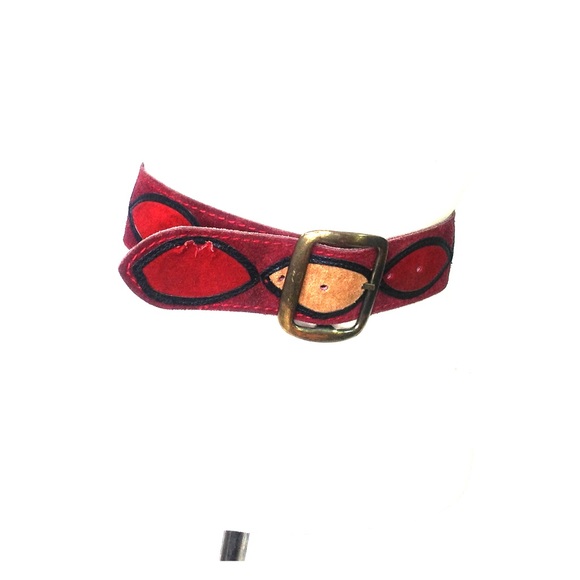 Harness House Accessories - Vintage Harness House Red Belt Tan Black Suede